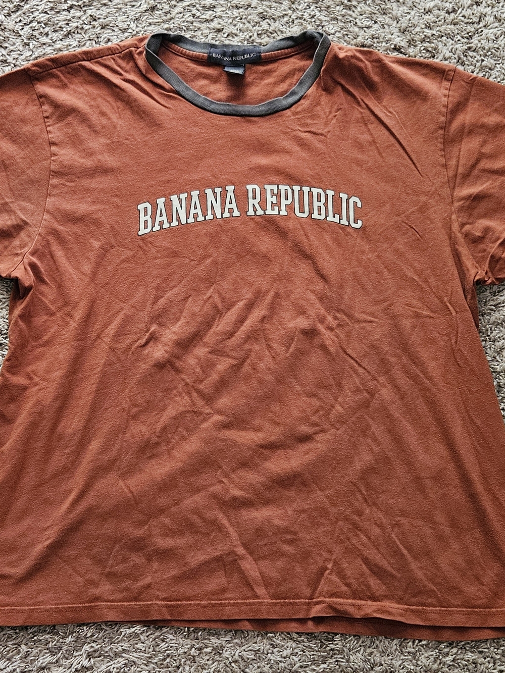 Banana Republic Men's Rust Orange Short-Sleeve Logo Tee Tshirt Size XL